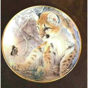 Franklin Mint Retired Porcelain Plate "First Encounter "Baby Tiger Cub 8.25"